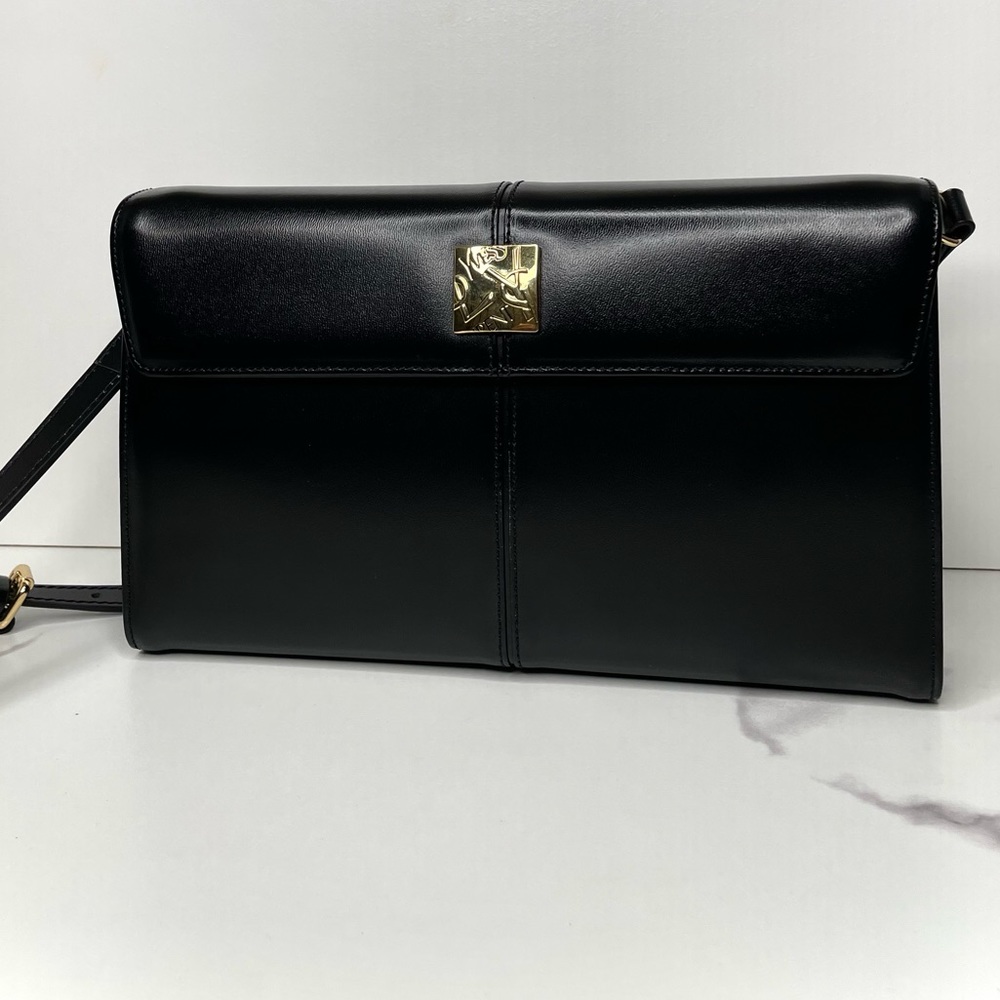 Vintage YSL BLACK leather crossbody bag comes with COA